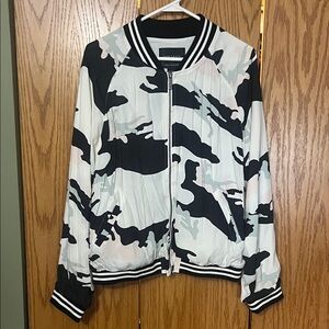 Evereve Sanctuary Black, Grey, Pink and Ivory Camouflage Bomber Jacket